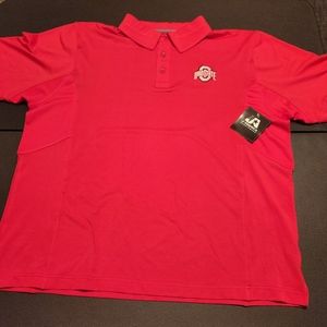 JAmerica Ohio State polyester polo shirt. Mens large red